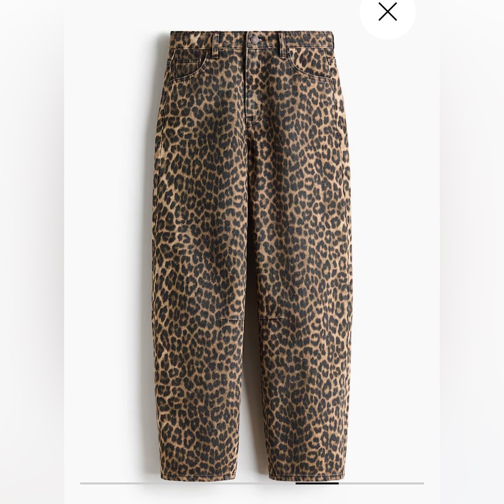 Leopard print high waist barrel jeans - size 4 - Picture 10 of 12